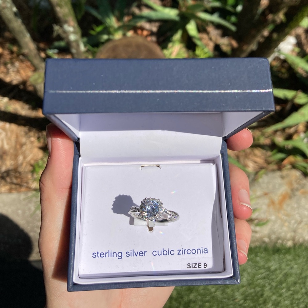 Sterling silver cubic zirconia ring.
